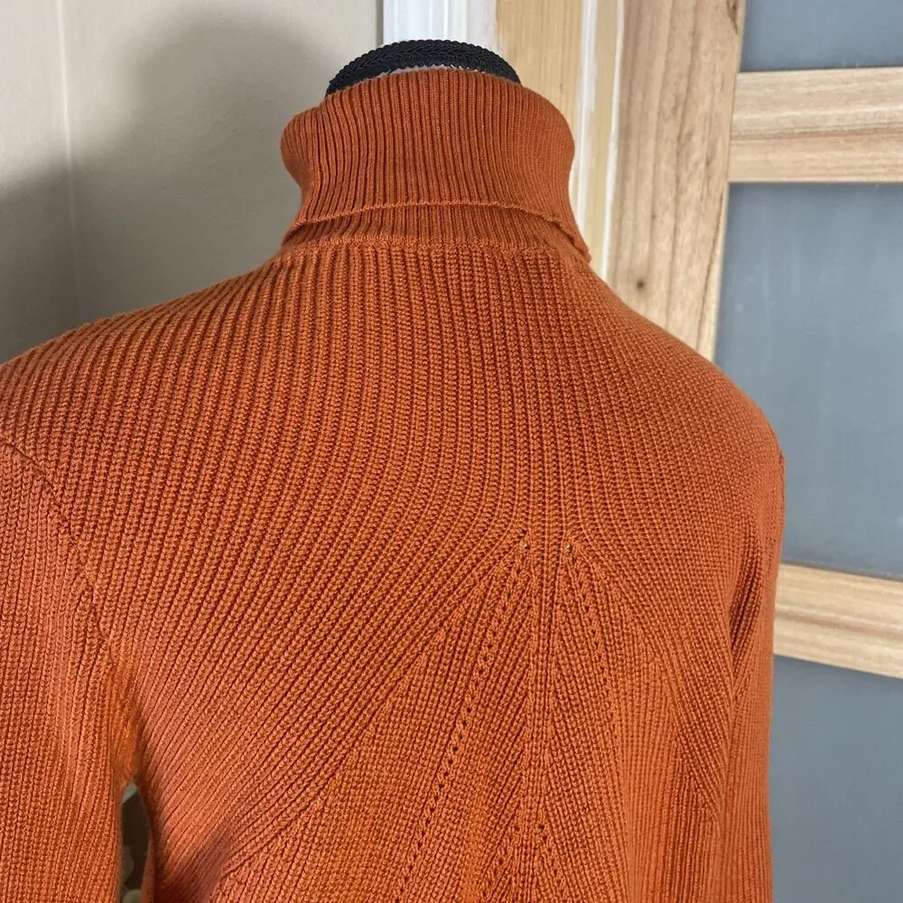 Chico’s Rust Turtleneck Keyhole Knit Tunic Sweater Size 2 Large Fall Winter